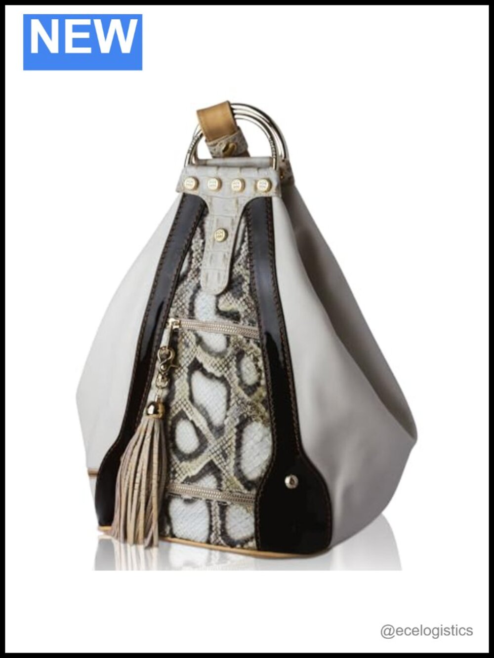Bucket Purse Handbag for Women Pearly Python Embossed Tote Bag Italian Designer
